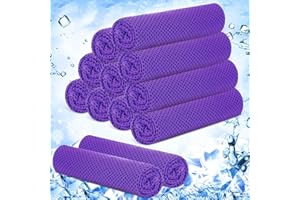 Hosuly 12 Pieces Cooling Towels for Hot Weather Soft Breathable Cold Towel Yoga Towels for Sweat, Sports, Workout, Fitness, Gym, Running, Travel Camping, 12 x 40 Inch (Purple)