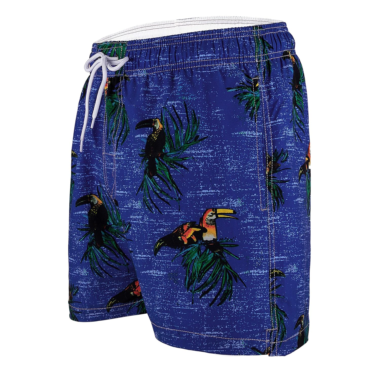 Meegsking Mens Quick Dry Stripe Beach Board Shorts Elastic Waist Swim Trunks with Mesh Lining