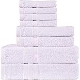 Living Fashions 8 Pack Towel Set – 2 Bath Towels, 2 Hand Towels, 4 Washcloths – Plush & Absorbent 100% Ring Spun Cotton Towel Set for Home & Bath