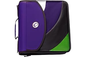 CASE IT Case-it The Dual 2.0 Zipper Binder Backpack - Two 2 Inch D-Rings - 5 Subject File Folder - Multiple Pockets - 800 Sheet Capacity - Comes with Shoulder and Backpack Straps - Purple Dual-301-BB