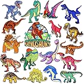 AUGSUN 18pcs Dinosaur Iron on Patches Boys Embroidered Sew Applique | Dinosaur Theme Assorted Patches, Boy Embroidered Crafts, For Clothing Jacket Jeans Pants Dress Backpack Hat Decorations