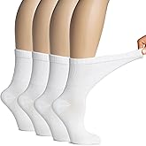 Hugh Ugoli Women's Soft Bamboo Diabetic Crew Socks, Wide, Loose Fit & Thin Socks with Seamless Toe & Non-Binding Top, 4 Pairs