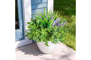 Artificial Outdoor Flowers Fake Plants Decoration 12 Bundles Silk Morning Glory Eucalyptus UV Resistant Realistic Faux Flower