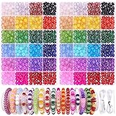 1250pcs Abacus Glass Beads for Jewelry Making, 5x8mm Crystal Rondelle Beads for Bracelets, 24 Colors Bracelet Making Kit with Gemstone Rondelle Spacer Beads for DIY Jewelry Crafts Gifts (2 Box)