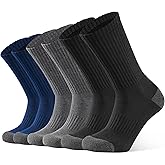 CLOSEMATE Mens Athletic Cushioned Crew Socks 6 Pairs Cotton Breathable for Work Training Sports