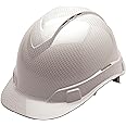 PYRAMEX Ridgeline Cap Style Hard Hat, Vented, 4-Point Ratchet Suspension, Shiny White Graphite Pattern