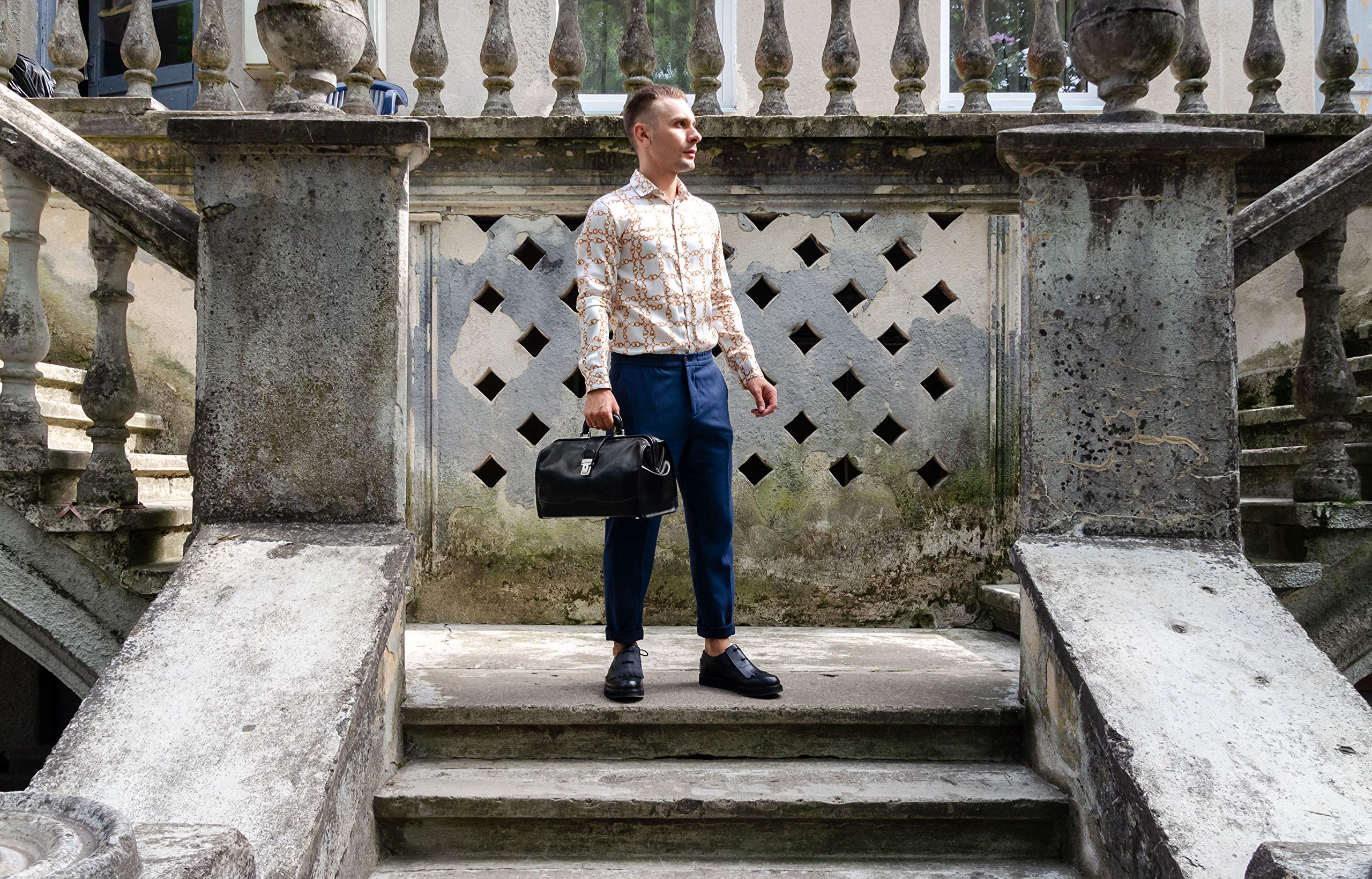 Time Resistance Leather Doctor Bag - Italian Handmade Medical Bag - Vintage Style Handbag - Real Leather Briefcase