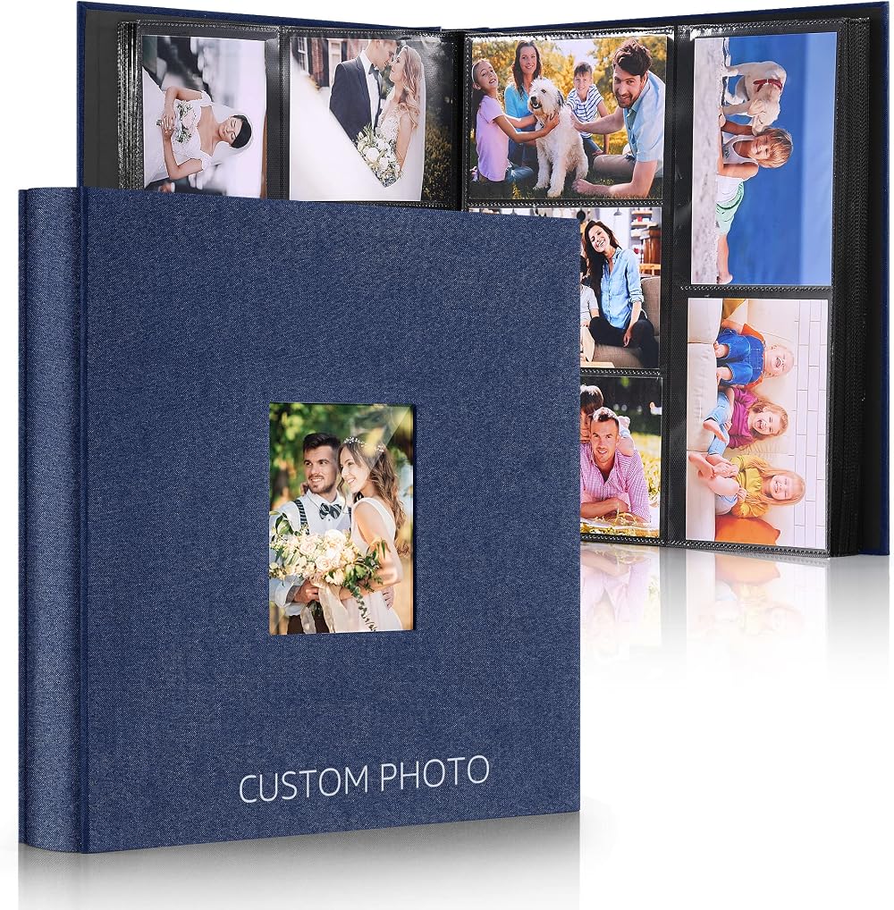 DazSpirit 6x4 Inch Photo Album 600 Photos Linen Cover 10x15 Slip-In Pockets