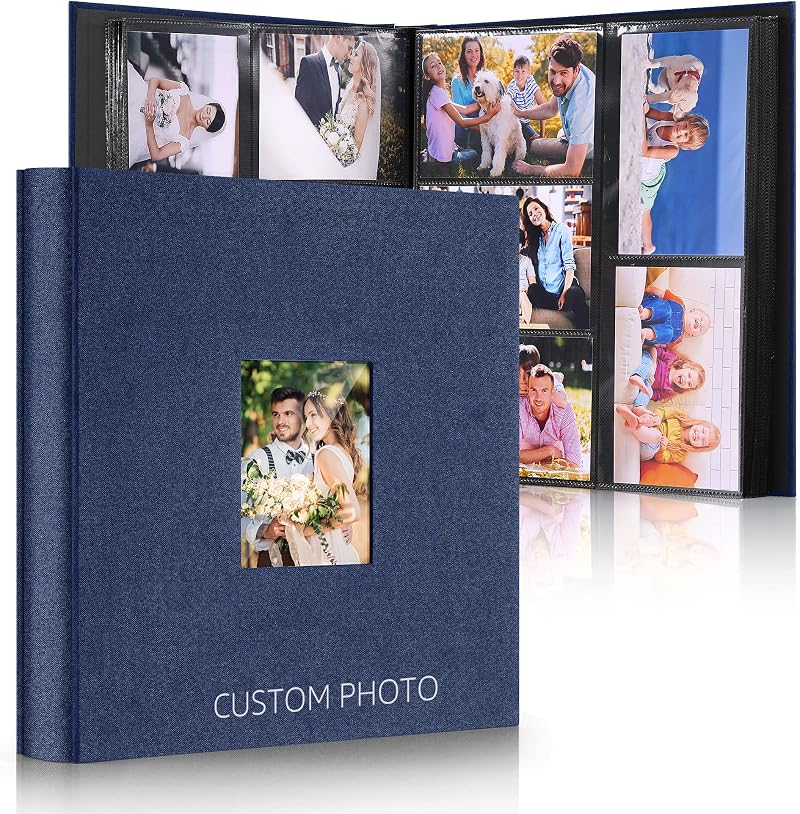 DazSpirit 6x4 Inch Photo Album 600 Photos Linen Cover 10x15 Slip-In Pockets