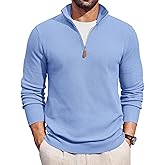 COOFANDY Men's Quarter Zip Pullover Dress Slim Fit Sweater Mock Neck Sweaters Casual Long Sleeve Pullovers