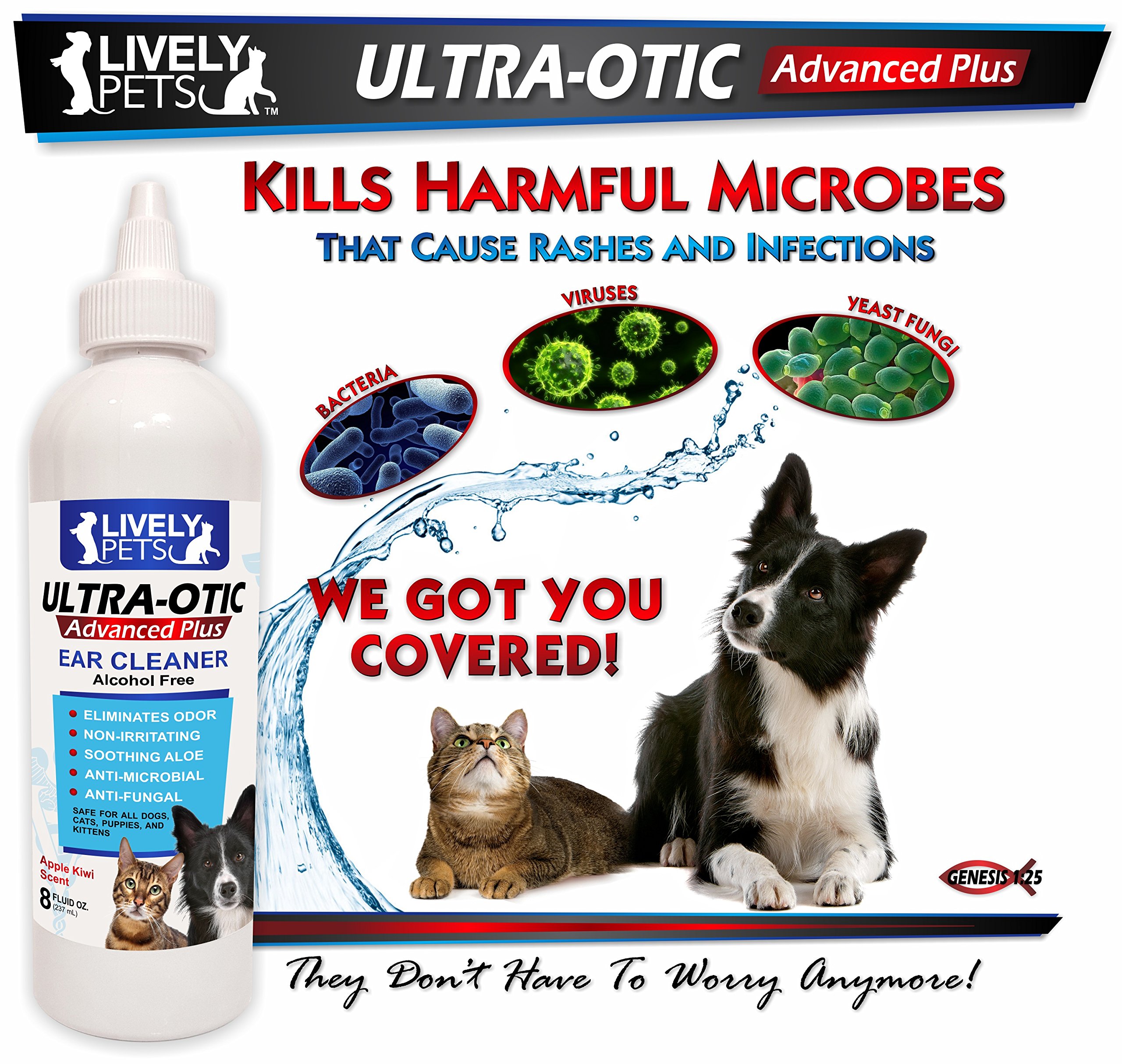 UltraOtic Advanced Plus Ear Cleaner for Dogs and Cats, Reduces Ear