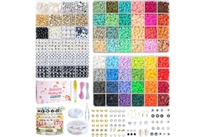 JQEEYGV Bracelet Making Kit 3 Boxes - 11,000pcs Clay Beads - 48 Fashion Colors Beads for Friendship Bracelet Kit - Polymer Heishi Letter Beads for Jewelry Making - Adults Teen Girls Trendy Gift