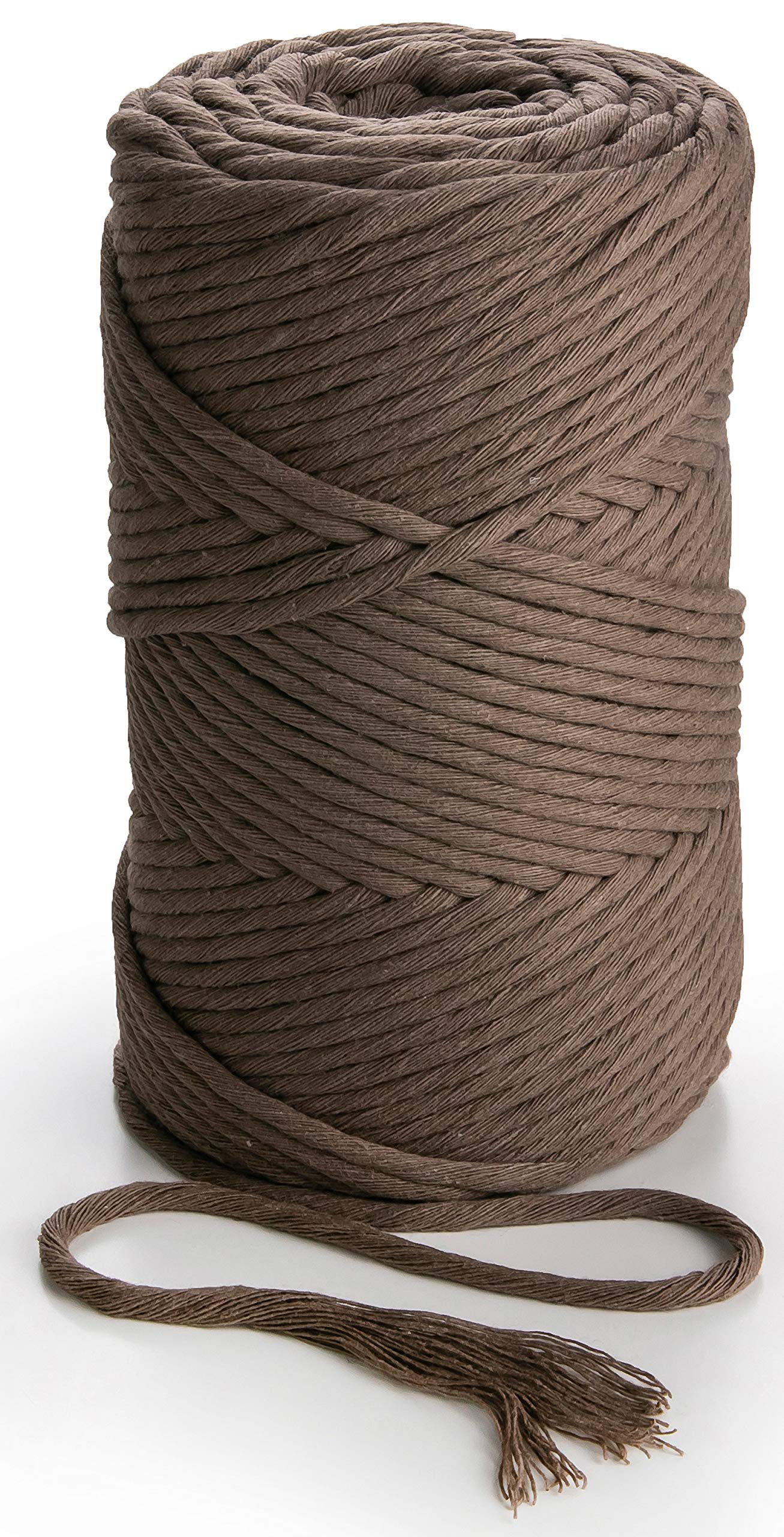 MB Cordas Macrame Cord 3mm 140m Single Strand Twisted Macrame Cord - Super Soft Cotton Rope for Macrame Dream Catcher, Boho Wall Hanging Feather and Wall Tapestry - Brown