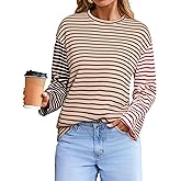 Glamaker Womens Striped Crewneck Sweatshirt Casual Color Block Top Long Sleeve Shirts Pullover Fall Outfits