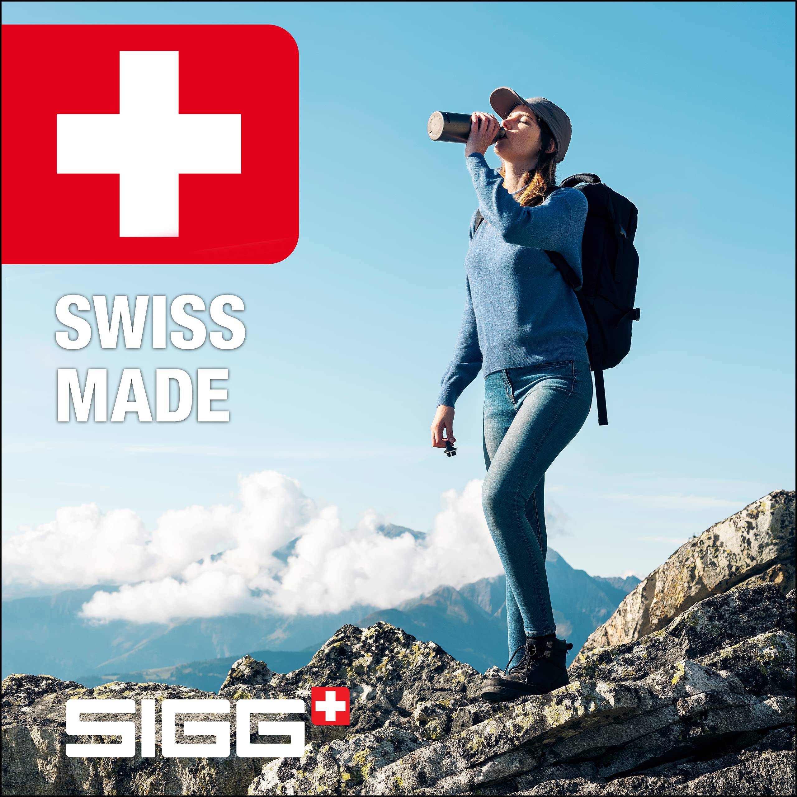 Sigg - Alu Trinkflasche - Traveller Mountain Red - Klimaneutral Zertifiziert - Für Kohlensäurehaltige Getränke Geeignet - Auslaufsicher - Federleicht - BPA-frei - Outdoor - Rot - 1L 5