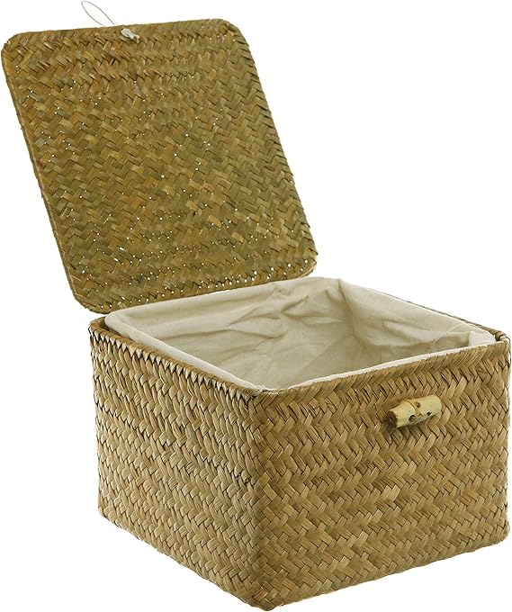 MyGift marrón tejido a mano cesta de almacenamiento de casa/caja