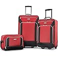American Tourister Fieldbrook XLT Softside Upright Luggage, Red/Black, 3-Piece Set (BB/21/25)