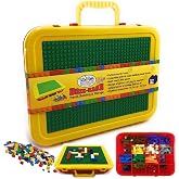 Matty's Toy Stop Brik-Kase 2-GO 13" Travel, Building, Storage &amp; Organizer Container Case with Building Plate Lid (Holds Approx 1,500pcs) - Compatible with All Major Brands (Red, Green &amp; Yellow)