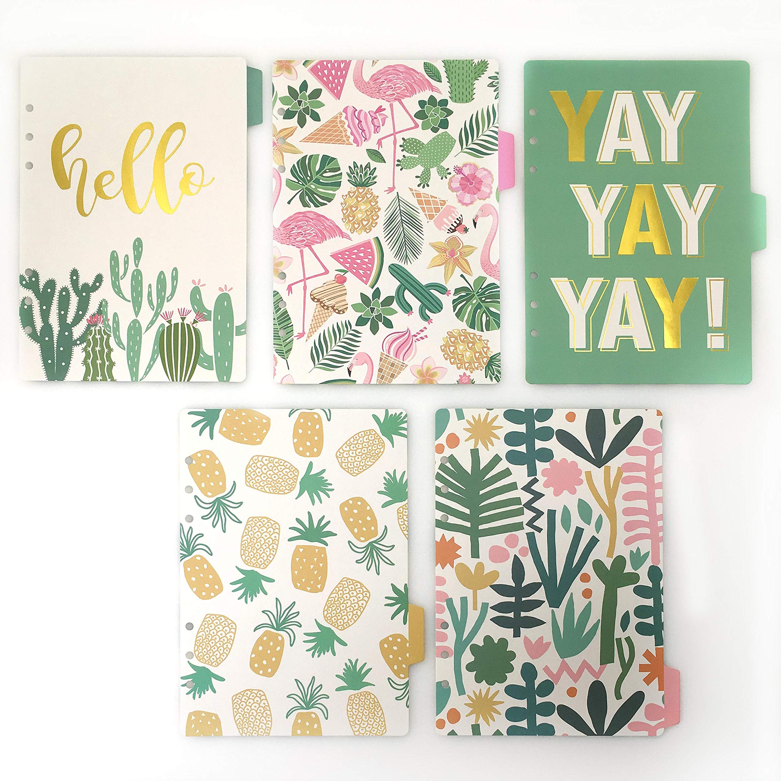 Index Tabs for A5/A6 6-Holes Cover Round Ring View Binder File Folder Loose Leaf Sheet Protectors Binder Cover Protector (Divider Paper Hello, A5/21cm*14.5cm)