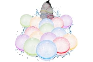 ALTOR SOPPYCID Reusable Water Balloons, Magnetic Self Sealing Quick Fill Water Balloons, Latex-Free Silicone Water Balloons, No Pick UP after Water Fight Games, Summer Toys for Kids Adults (Glitter-15 Pcs)