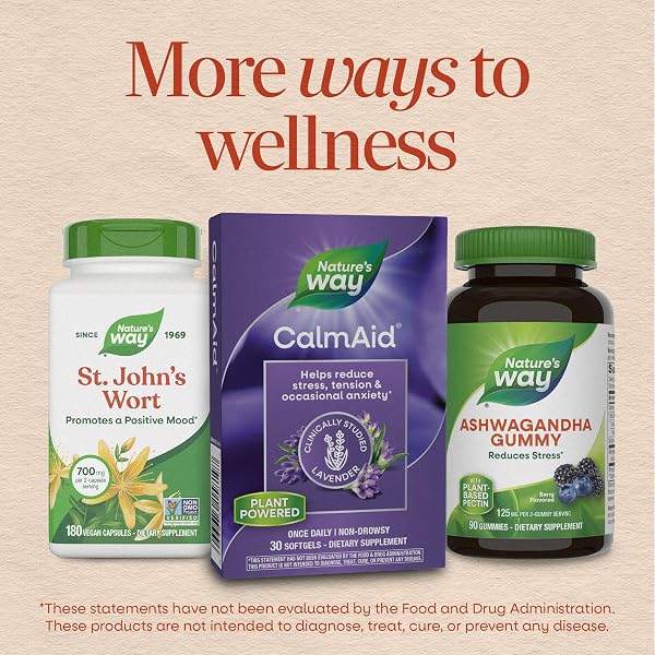 NATURE’S WAY CALMAID LAVENDER OIL SUPPLEMENT FOR CALM & STRESS SUPPORT*, CLINICALLY STUDIED SILEXAN LAVENDER OIL, NON-DROWSY, DAILY SOFTGELS, 30 COUNT