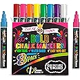 Bold Chalk Markers - Dry Erase Marker Pens - Chalk Markers for Chalkboards, Signs, Windows, Blackboard, Glass - Reversible Ti