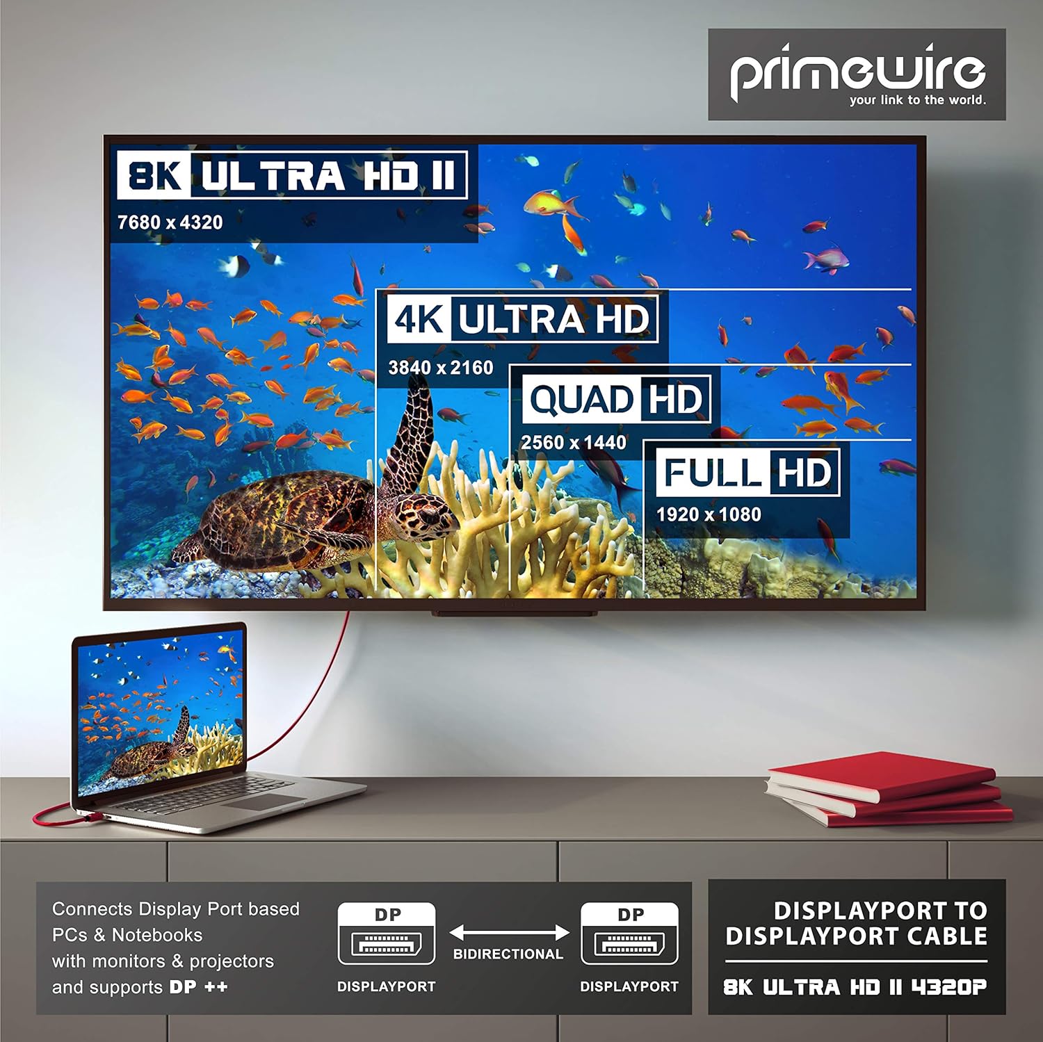 Primewire Premium DisplayPort to Display Port Cable 1m DP1.48K