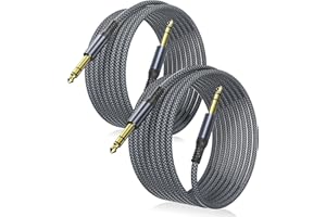 Elebase 1/4 Inch TRS Instrument Cable 10ft 2Pack,Straight 6.35mm Guitar Bass AMP Cord,Quarter inch Male Jack Stereo Audio Bal