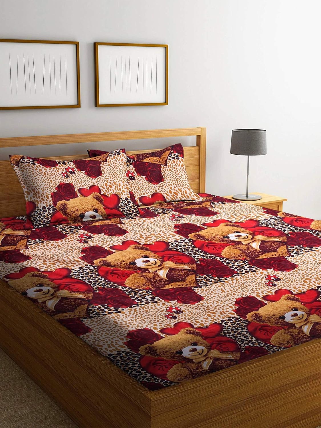 Exopick 144 TC Cotton Double 3D Printed Bedsheet (Pack of 1, Brown