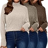 Oakgarden 3 Pack Women's Plus Size Turtleneck Lightweight Sweaters Long Sleeve Pullover Tunic Shirts Fall Casual Knit Tops