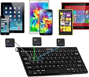 Navitech Black Wireless Bluetooth Keyboard Built for Smartphones & iPads/Tablets Including The iPhone 5S / 5C & Apple iPad Air/iPad Mini 2 with Retina Display