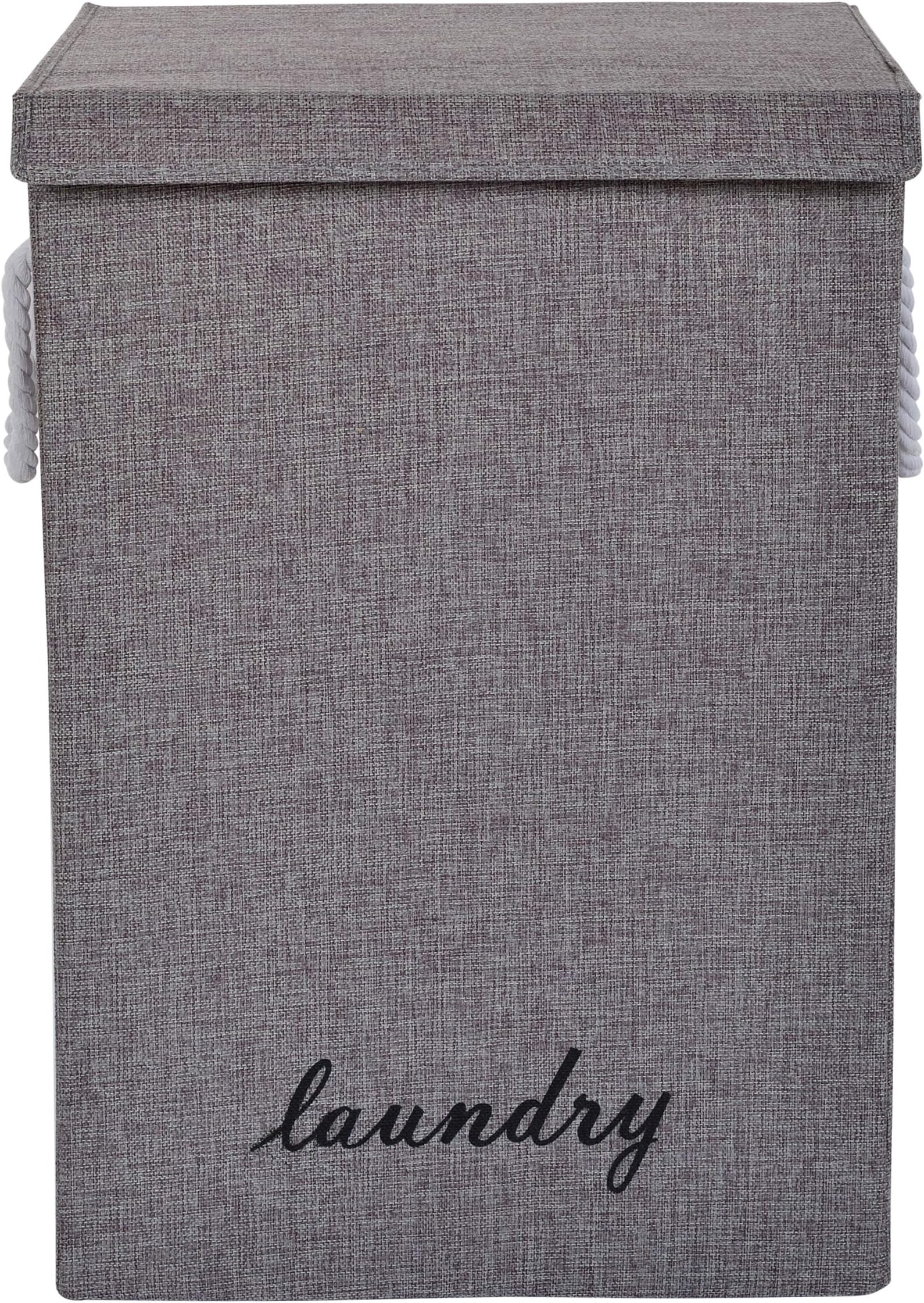 GZQNAN® Foldable Laundry Hamper Premium Durable Non-Woven Fabric, Space-Saving & Compact Clothes Basket with Handle (Off-Grey)