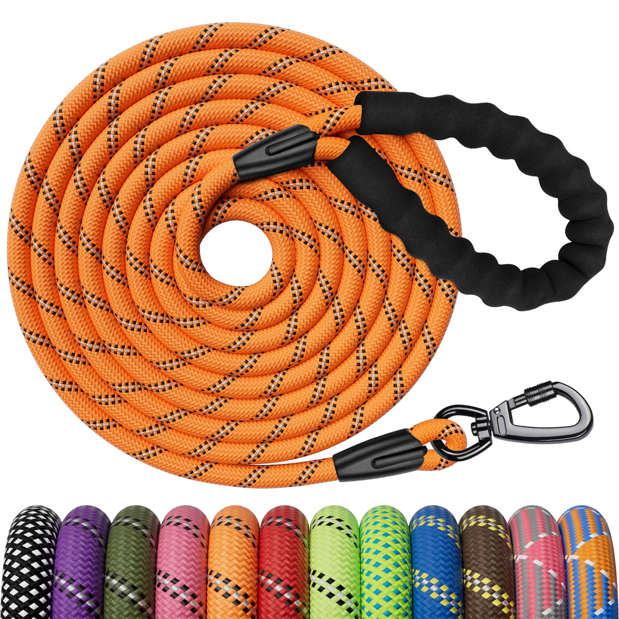 Kdsvakd Training Lead For Dogs, 3m / 10ft Long Rope Dog Lead with carabiner clip and padded handle, Recall Durable Lead Duty Check Cord For Puppy, Small, Medium, Large Dog Yellow — image 1