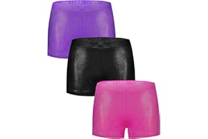 MOMOTIGER Girls Dance Short Gymnastics Shorts for Girls Metalli Sparkle Glitter Tumbling Bottoms