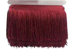 YYCRAFT 10 Yards 4 Inch Wide Tassel Curtain Fringe Trim by The Yard for DIY Sewing Crafts Clothing Curtains Decoration-Burgundy