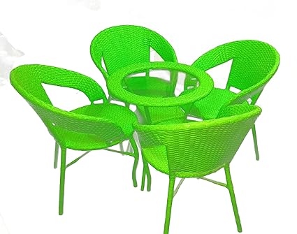 SK Outdoor/balcony/garden/indoor use wicker table chair set of 5 - Green