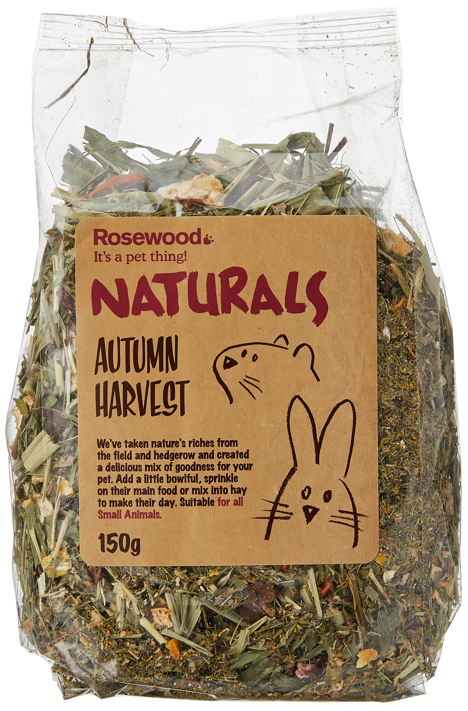Rosewood Naturals Autumn Harvest Salad, Small Animal Treat for Rabbits, Guinea Pigs, Chinchillas, Degus, Hamsters, Gerbils, Mice and Rats, 150g