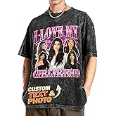 Tehg & Tuhg Custom T Shirts with Text & Picture,Vintage Bootleg Rap Tee for Boyfriend Girlfriend,Gift on Birthday Anniversary