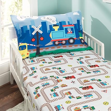 Linen Plus 3pc Crib Toddler Bed Sheet Set For Kids Construction Tractors White Blue Red Green Yellow Grey New Sheet Pillowcase Sets