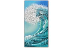 JELRINR Sea Waves Canvas Wall Art Oil Painting On Canvas Texture Blue Seascape Abstract Art paintings Hand painted Acrylic paintings Living Room Bedroom Home Decorations 24x48inch