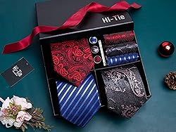Hi-Tie 3 Pcs Gift Box Mens Tie Set Necktie with