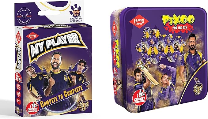 Kaadoo My Player-KKR-Cricket card game and Pixoo-KKR-Cricketer Puzzle Game