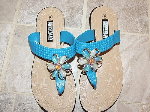 blue beaded sandals