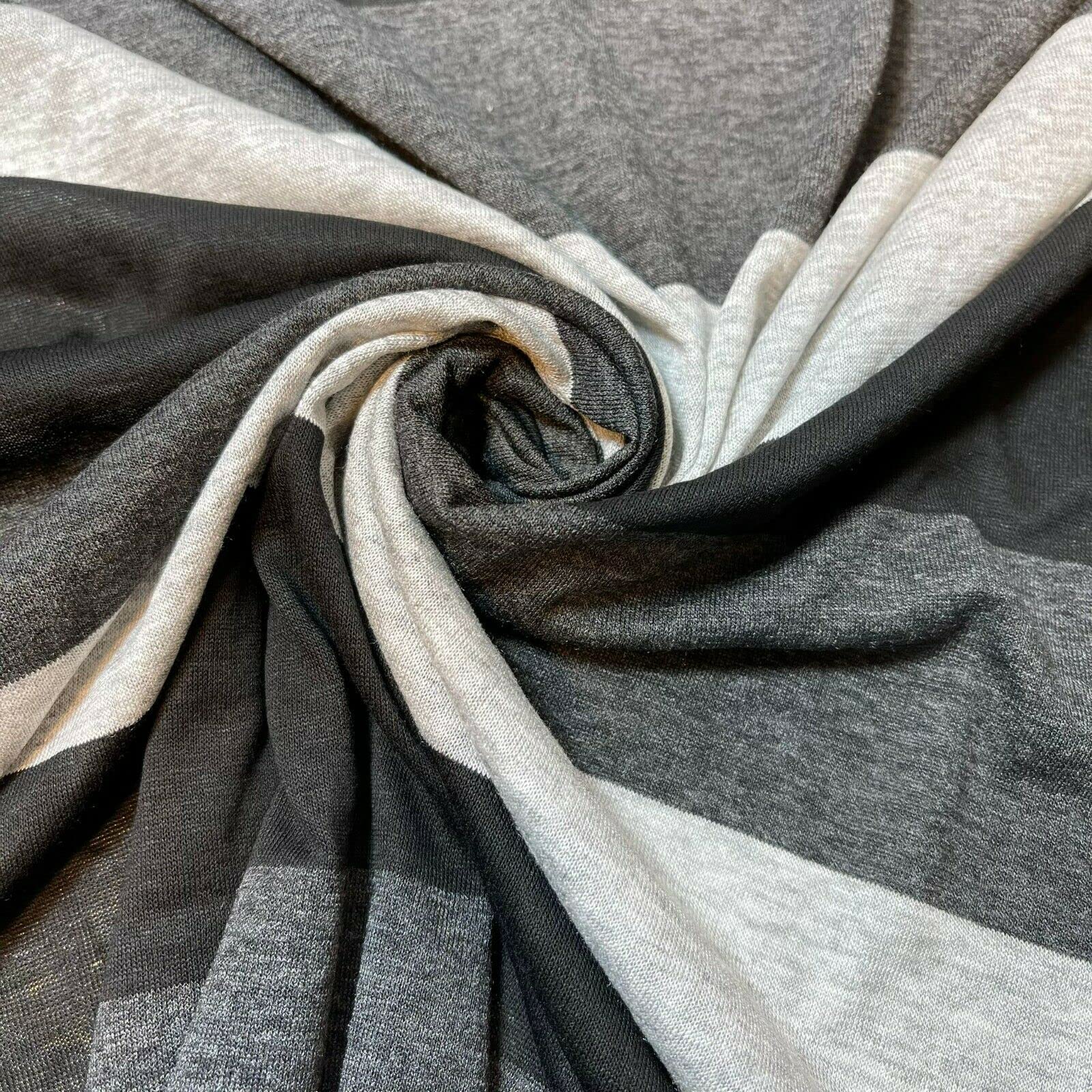 Soft Printed Cotton Jersey Stretch Knit T Shirt Baby Grow Craft Fabric Material 58'' - 150 cm Wide Sold As 1 Meter Pre - Cut Lengths (Grey Stripes), (LPSTRIPES)