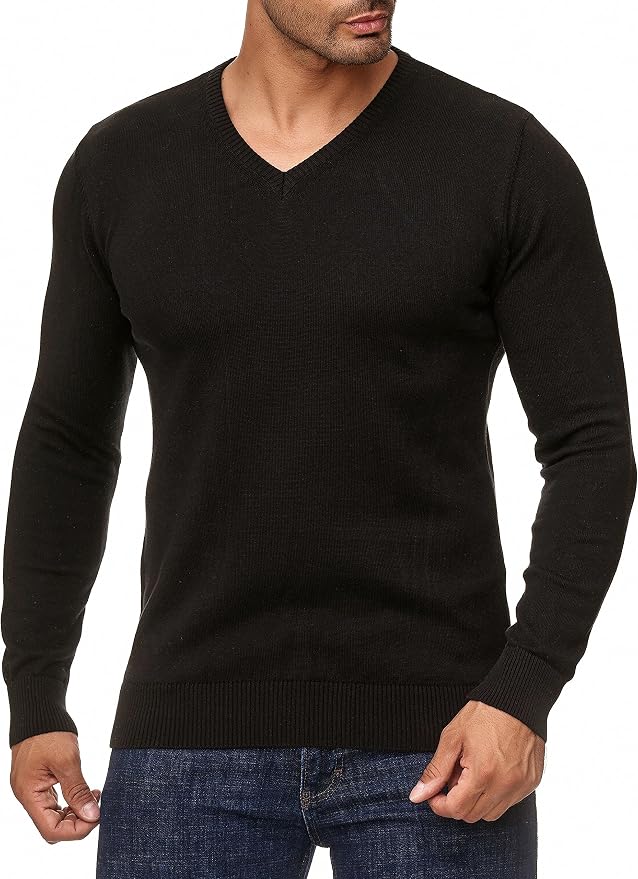 Leif Nelson Herren Basic T-Shirt Slim Fit - Rundhals, Feinstrick, Kurzarm (weiß, Schwarz, Mehrfarbig)
