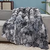 GONAAP Fuzzy Faux Fur Throw Blanket Tie-dye Marble Black Super Soft Cozy Plush Fuzzy Shaggy Blanket for Couch Sofa Bed (Tie-dye Marble Black, Throw(50"x60"))