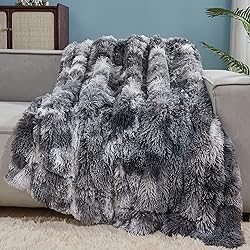 GONAAP Fuzzy Faux Fur Throw Blanket Tie-dye Marble