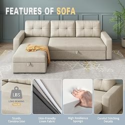 YOPTO L-Shape Reversible Sectional Sleeper Sofa Bed
