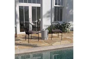 Taylor & Logan Kyla Set of 2 All-Weather Black Woven Stacking Club Chairs with Rounded Arms & Gray Zippered Seat Cushions