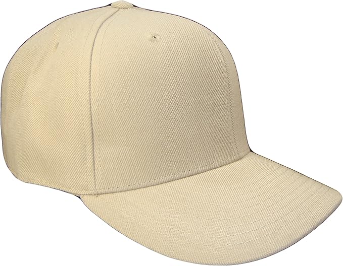 Plain Solid Fitted Curved Bill Baseball Cap (Khaki Tan, Size 6 3/4) at